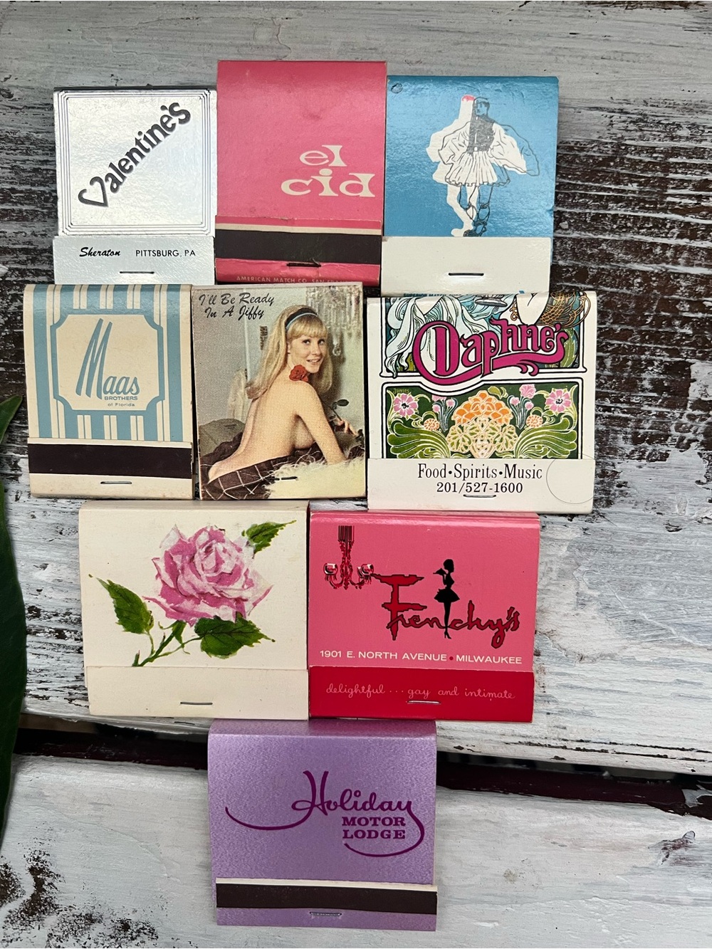 Vintage Decorative Matchbox Set - Pink, Blue, Purple & White